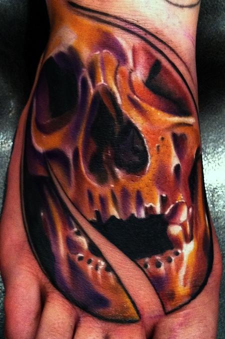 Brent Olson - Realistic color skull tattoo Brent Olson Art Junkies